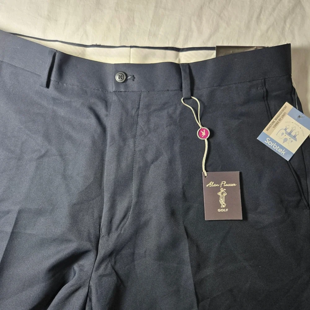 Alan Flusser Golf Mens Shorts Size 36 Navy Blue Sorbtek Moisture Wicking New‎